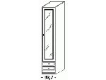 Шкаф платяной узкий с зерк. дверью (прав.) и ящиками внизу (387х2130х550), B1SH-ZP