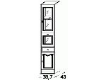 Бар узкий со стекл. дверью (прав.) и дверкой (прав.) внизу (387х2130х430), B1B-01SP