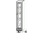 Витрина узкая со стекл. дверью (прав.) (387х2130х430), B1-00SP