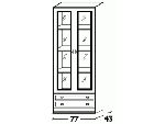 Витрина широкая со стекл. дверьми и ящиками внизу (770х2130х430), B2-02S