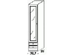 Шкаф платяной узкий с зерк. дверью (лев.) и ящиками внизу (387х2130х550), B1SH-ZL